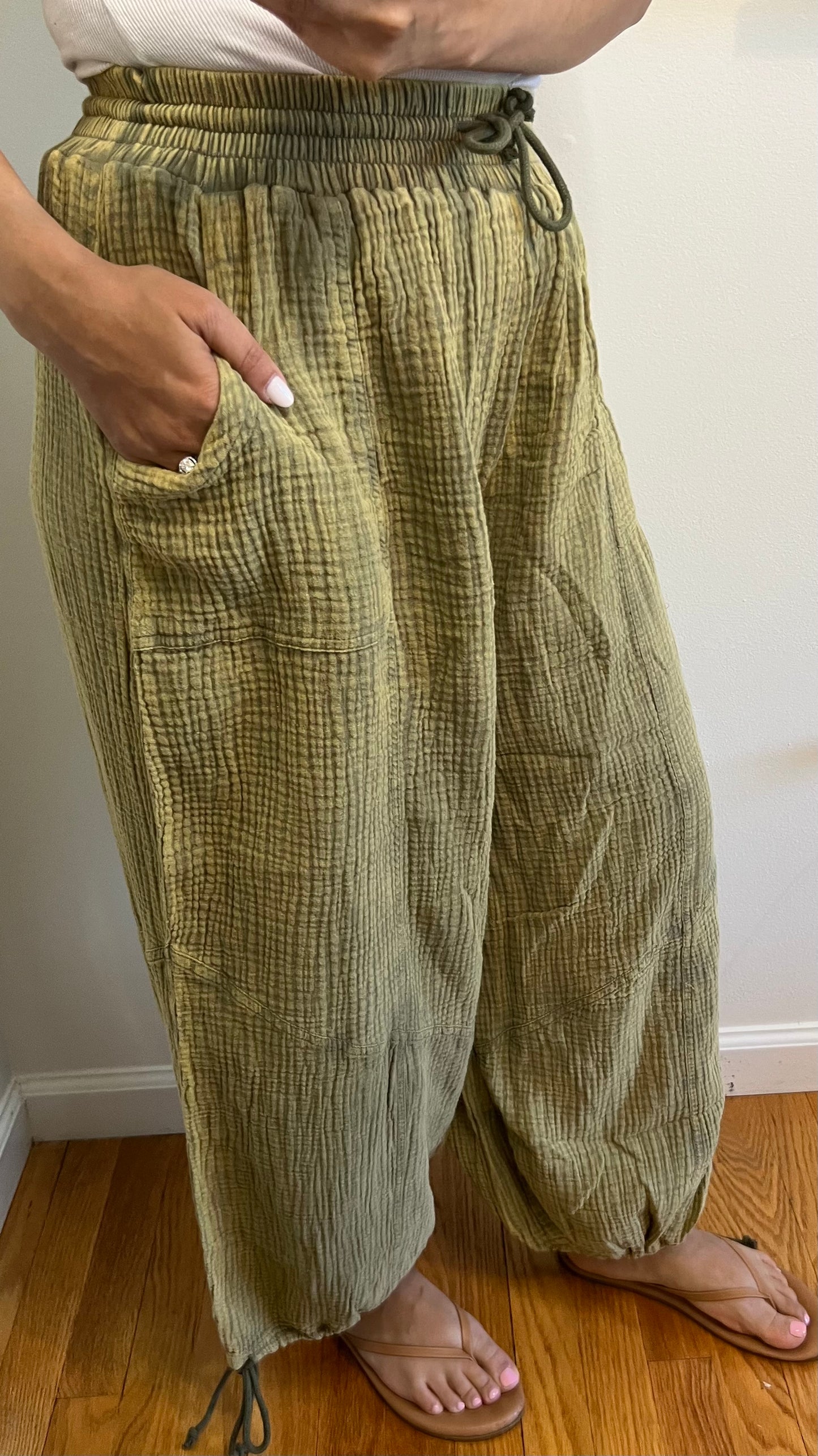 Trish Mineral Wash Gauze Baggy Pants