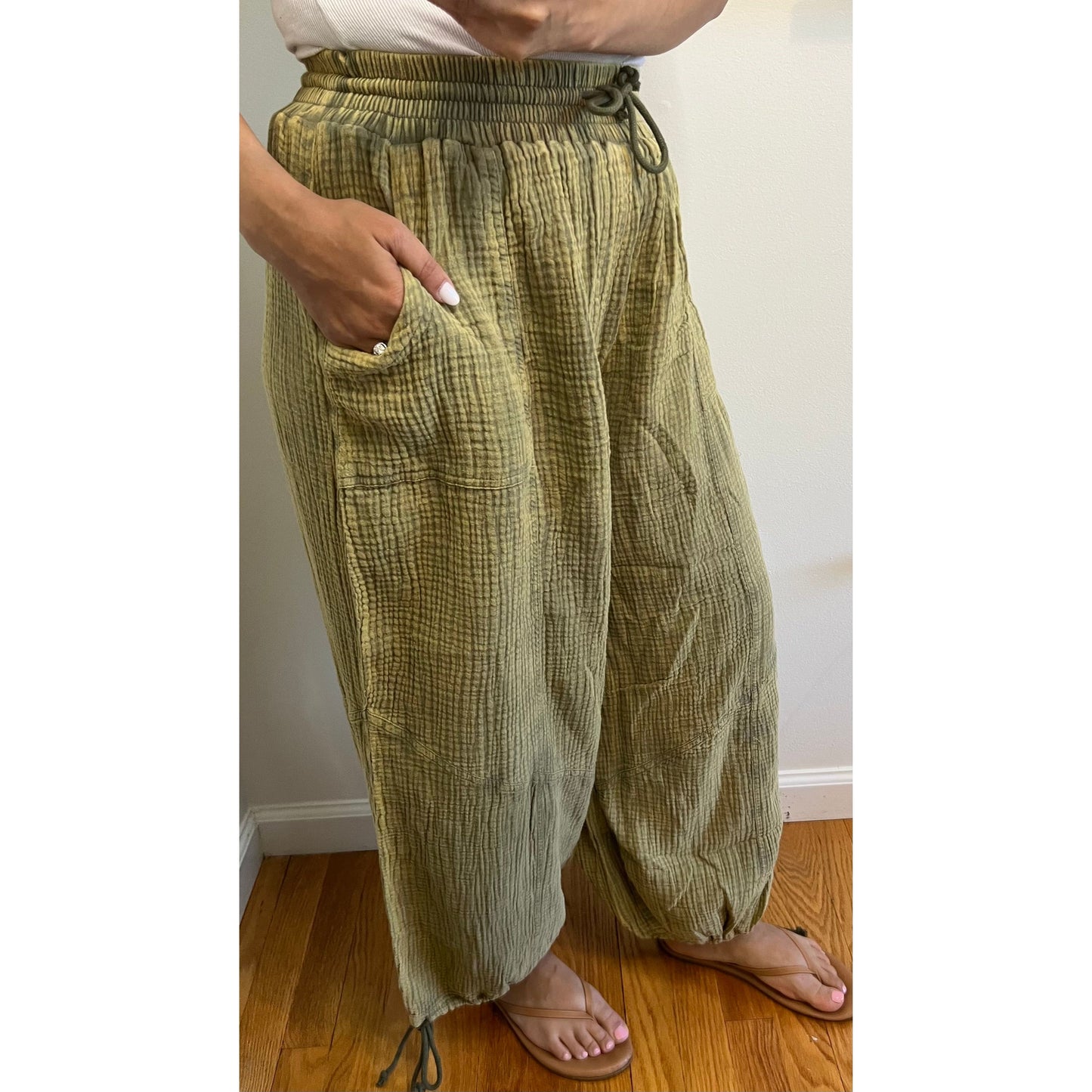 Trish Mineral Wash Gauze Baggy Pants
