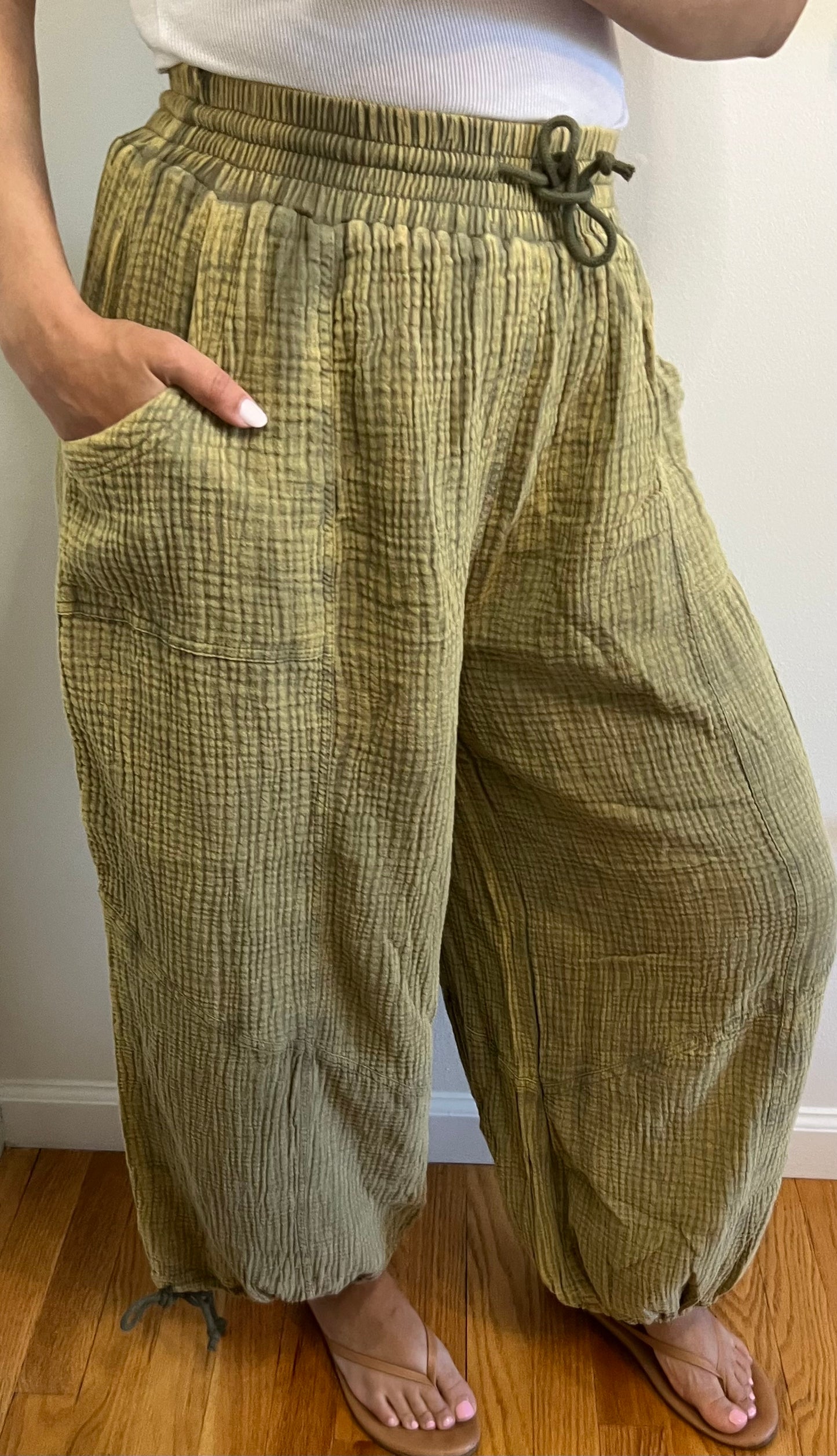 Trish Mineral Wash Gauze Baggy Pants