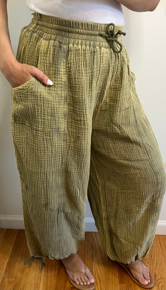 Trish Mineral Wash Gauze Baggy Pants